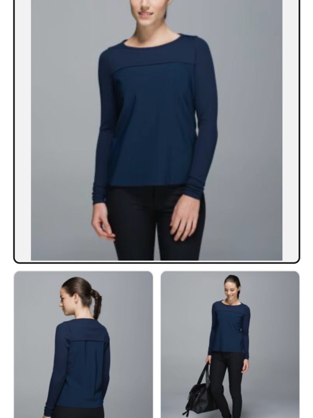 Lululemon Navy Long-Sleeve Boatneck Top for Women size M-L
